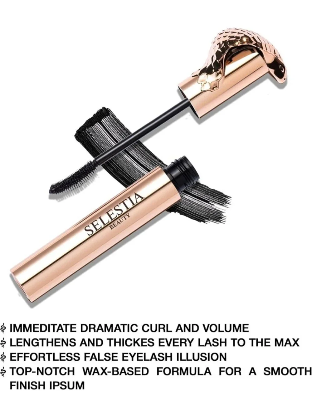Volumizing Black Mascara for Lengthening & Curling - Soft Brush, Long-Lasting